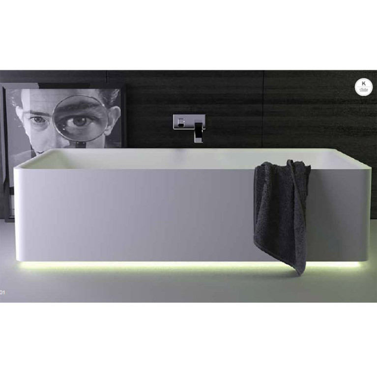 KNIEF Shine Ванна отдельностоящая 180х80х50см  со сливом,  с LED подсветкой , цвет белый матовый (СПЕЦЦЕНА из прихода на 1шт!)