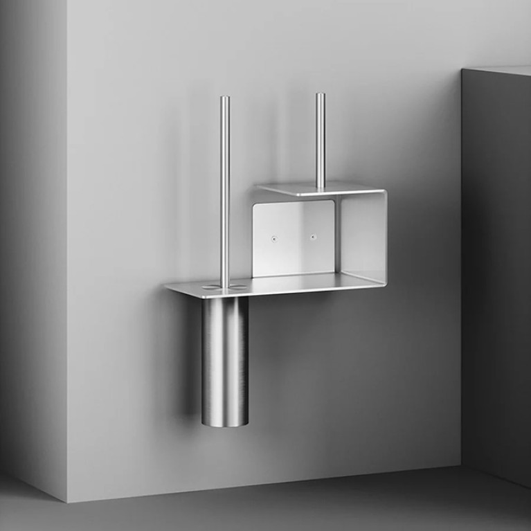 QuadroDesign Аксессуары QA1700AS Полка с ёршиком и держателем туалетной бумаги Brushed Stainless Steel