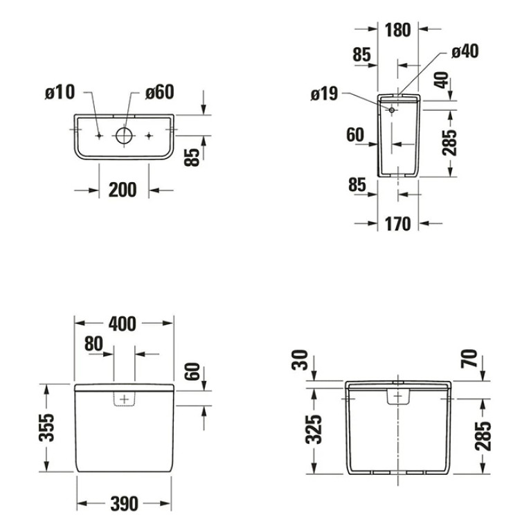 Duravit  Qatego Бачок для унитаза 6/3 л, подкл воды справа/слева,  цвет белый