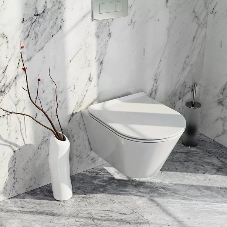 Kerama Marazzi Унитаз Plaza Modern/Плаза Модерн подвесной безободковый, с крепежом, белый глянцевый (замена PLMR.wc.02)