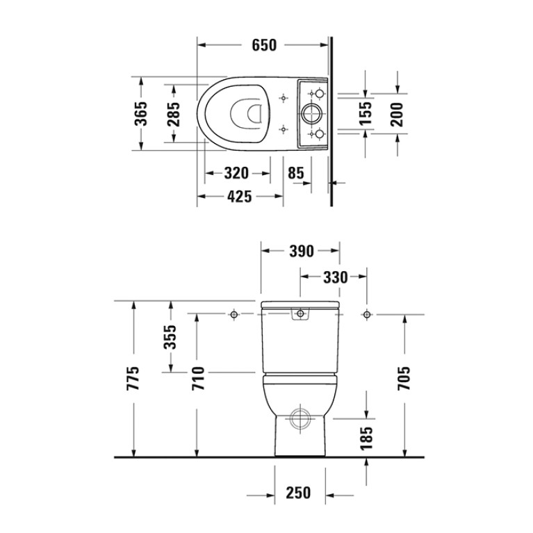 Duravit DuraStyle basic Бачок для унитаза моноблок 218209, с механ двойного смыва 6/3 л, подкл. справа или слева, цвет белый (Спец.цена из наличия)