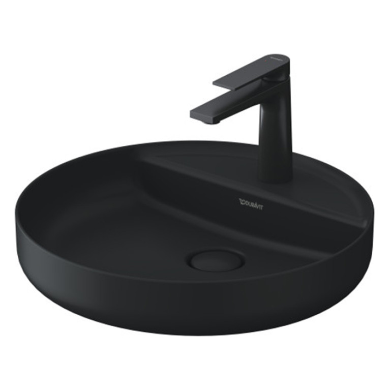 Duravit Vitrium Раковина накладная круглая 460мм, из DuroCast UltraResist-композит, без перелива с полкой с 1 отв для смес., Цвет темно-серый матовый