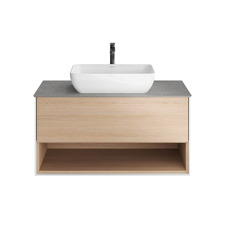 Kerama Marazzi Тумба PLAZA Modern подвесная 100 дуб виченце 1 ящик + полка  (Цена по Распродаже)