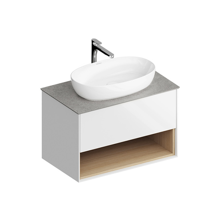 Kerama Marazzi Тумба PLAZA Modern подвесная 80 белый 1 ящик + полка  (Цена по Распродаже)