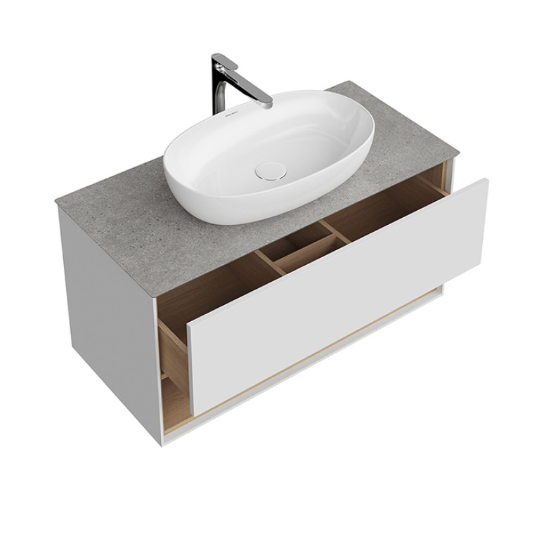 Kerama Marazzi Тумба PLAZA Modern подвесная 100 белый 1 ящик + полка  (Цена по Распродаже)