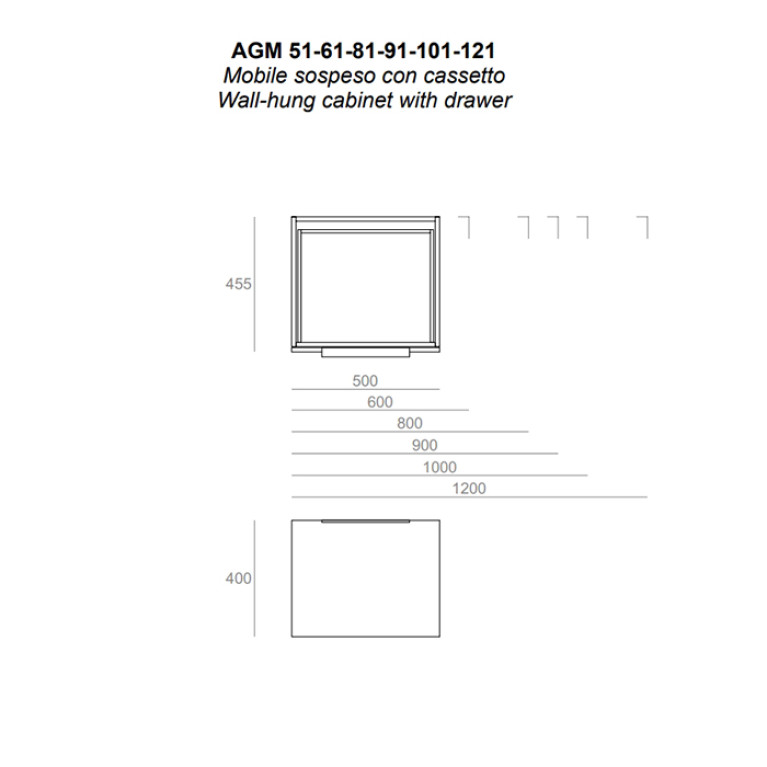 SIMAS AGILE  Тумба подвесная 100x46xh40 см, для раковины AG101., 1 ящик, ручка матовый хром, цвет LAVA