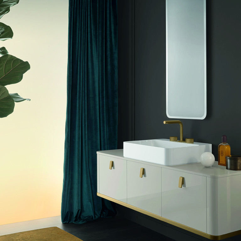 VITAGE milldue edition Tailor Тумба для раковины 450х470х360 мм., 1 выдвижной ящик, ручка матовое золото, цвет глянцевый Nuvola