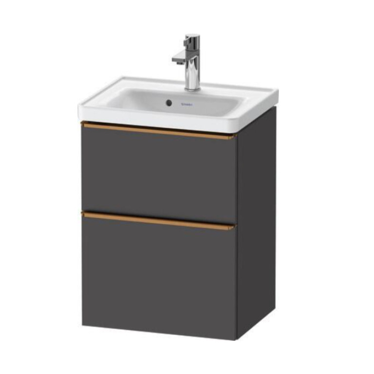 Duravit D-Neo Тумба подвесная под раковину 484 x 372 mm,  с выдвижным ящиком и выдвижным отделением, графит матовый, ручка грфит матовый (Спеццена)