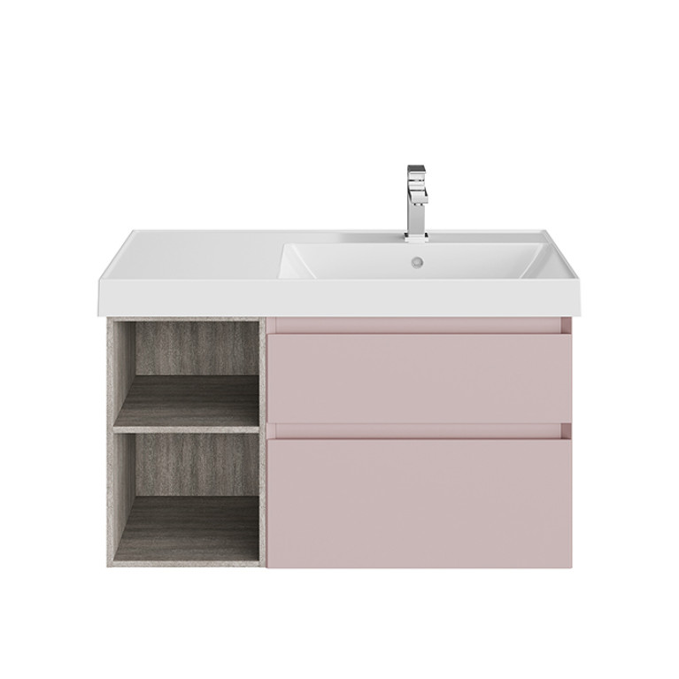 Kerama Marazzi Тумба CUBO правая подвесная с ящиками 90, мальва матовая-древесная  (Цена по Распродаже)