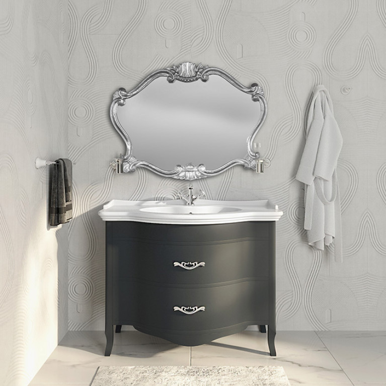 TW Armony, База с раковиной Azzurra GIU200110/ALZA bi*1, 112*62см, 2 ящика, доводчики Blum, цвет: GRAFITE, ручки: серебро антик (спецЦЕНА со склада!)
