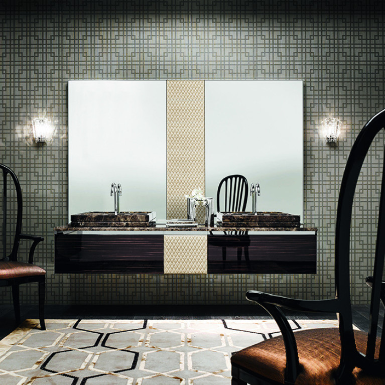 VITAGE milldue edition Four Seasons Тумба под раковину 900х555х354 мм., 1 ящик, профиль сталь, цвет глянцевый шпон Ebano