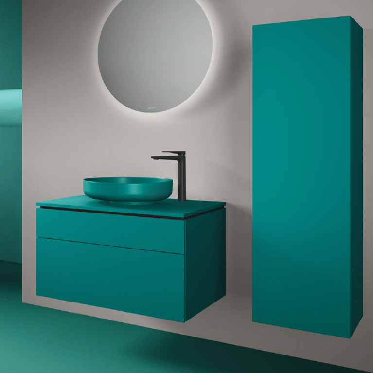 Duravit Vitrium Раковина накладная круглая 460мм, из DuroCast UltraResist-композит, без перелива и полки для смесителя , Цвет аквамарин матовый