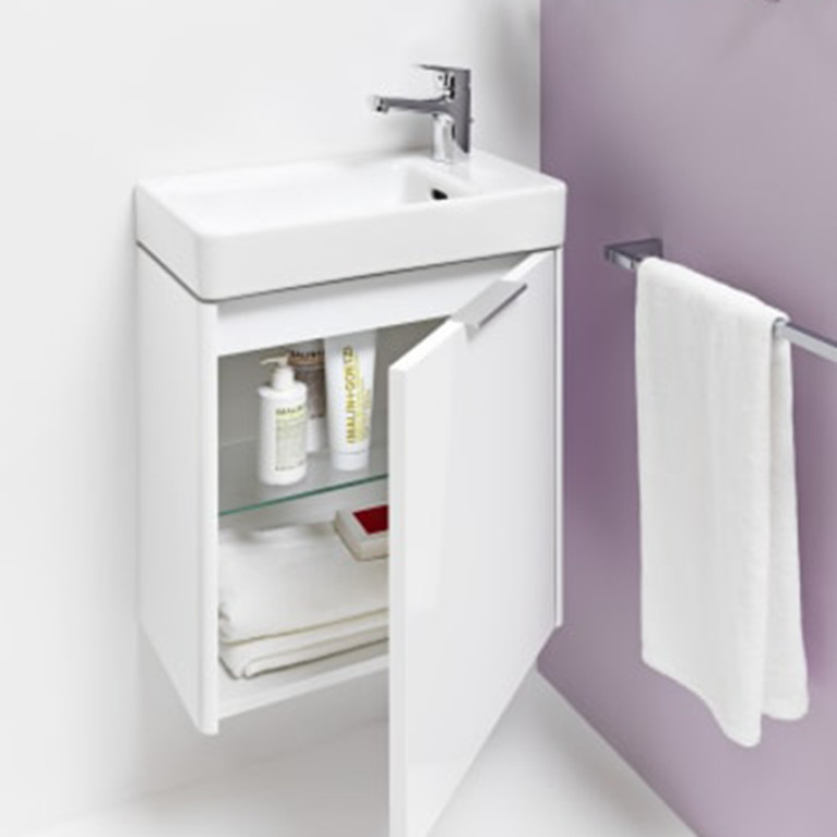 Laufen Base База для мини раковины 815954, 470x265x530 мм, 1 дверца, петли справа, органайзер для ящика, цвет белый матовый