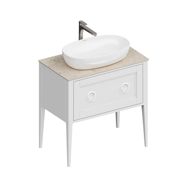 Kerama Marazzi Тумба PLAZA Classic NEO напольная 1+1 ящик 80, белая матовая  (Цена по Распродаже)