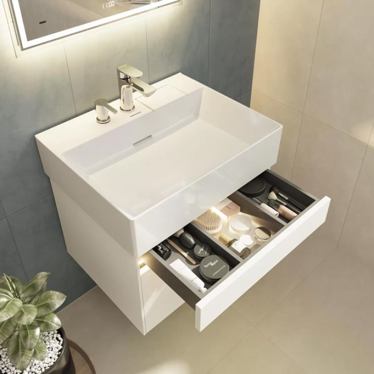 Kerama Marazzi Тумба LOGICA подвесная 2 ящика 60 см, белоснежный