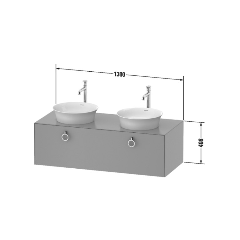 Duravit White Tulip  Тумбочка подвесная, 408x1300x550 мм, 1 ящик с ручкой, цвет: белый высокоглянцевый