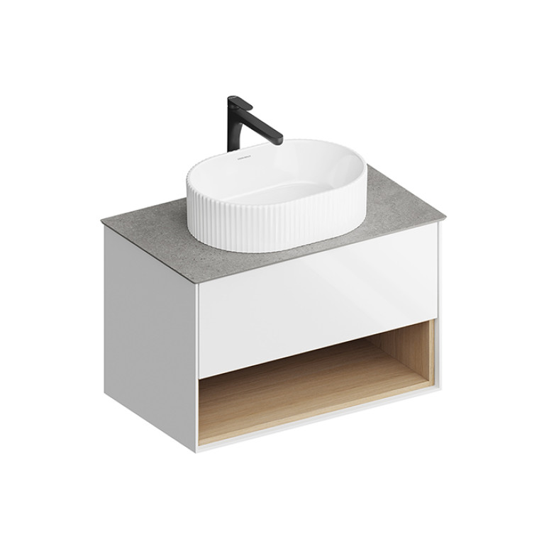 Kerama Marazzi Тумба PLAZA Modern подвесная 80 белый 1 ящик + полка  (Цена по Распродаже)