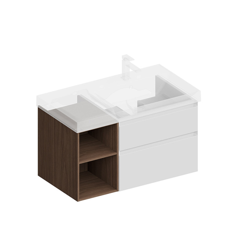 Kerama Marazzi Тумба CUBO правая подвесная с ящиками 90, белая матовая- структ.орех