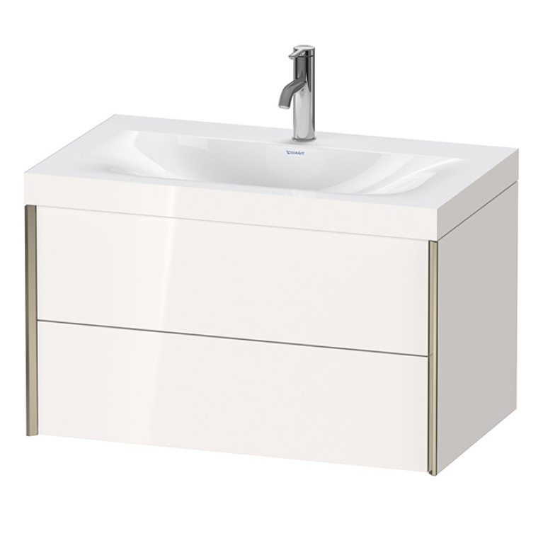 Duravit XViu Тумба подвесная 503x800x480мм, с раковиной без перелива, с 1 отв под смес, 2 ящика, цвет: белый глянцевый/champagne matt