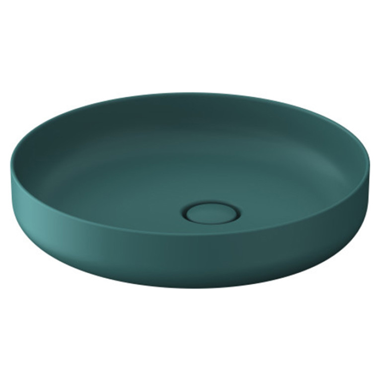 Duravit Vitrium Раковина накладная круглая 460мм, из DuroCast UltraResist-композит, без перелива и полки для смесителя , Цвет аквамарин матовый