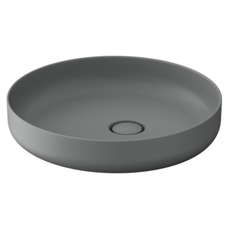 Duravit Vitrium Раковина накладная круглая 460мм, из DuroCast UltraResist-композит, без перелива и полки для смесителя , Цвет светло-серый матовый