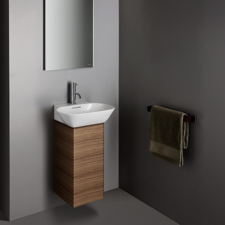 Laufen INO Тумба под раковину 815301, 280х310х605мм, с 1 дверцей, с сифоном, с 4 полками, DX, цвет: темный орех (СПЕЦЦЕНА - АКЦИЯ)