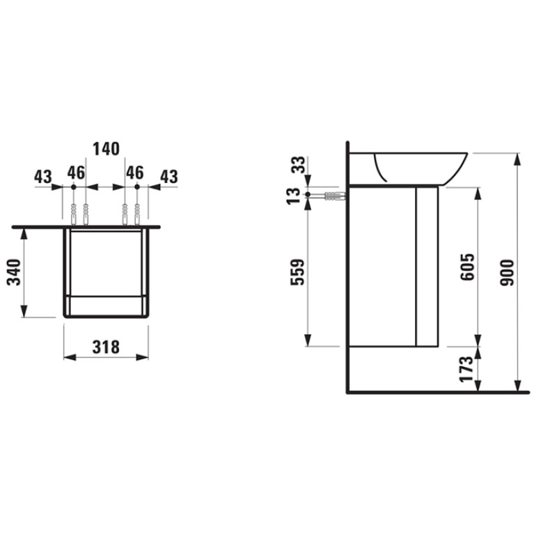 Laufen INO Тумба под раковину 810302, 320х340х605мм, с 1 дверцей, с сифоном, с 4 полками, SX, цвет: белый матовый
