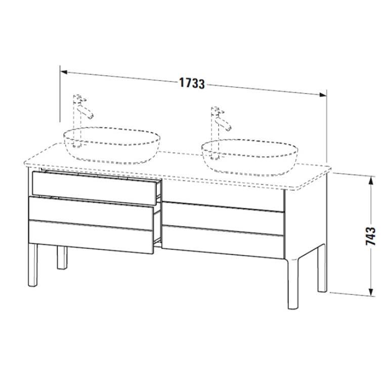 Duravit Luv База напольная, 743x1788x570, 2 выдв.ящика, цвет белый шелковисто-матовый