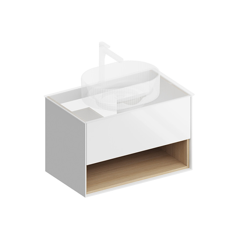 Kerama Marazzi Тумба PLAZA Modern подвесная 80 белый 1 ящик + полка  (Цена по Распродаже)
