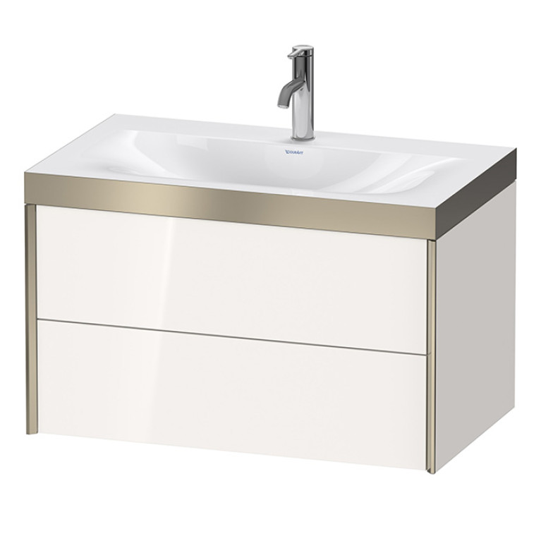 Duravit XViu Тумба подвесная 503x800x480мм, с раковиной без перелива, с 1 отв под смес, 2 ящика, цвет: белый глянцевый/champagne matt