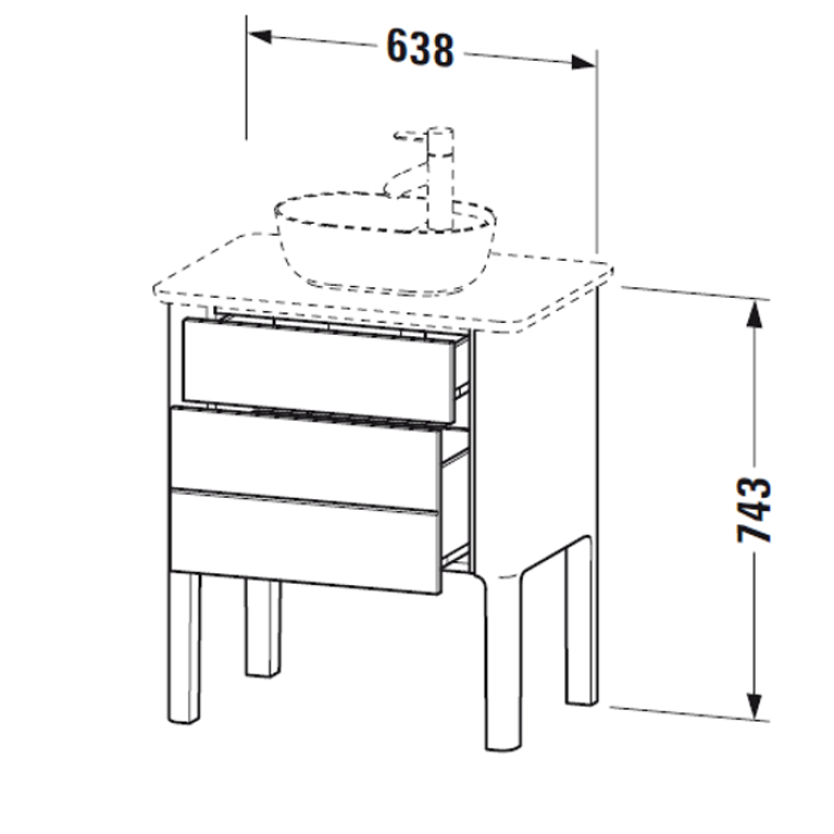 Duravit Luv База напольная, 743x688x450,1  выдв.ящик,1 выдв.ящик, цвет белый шелковисто-матовый