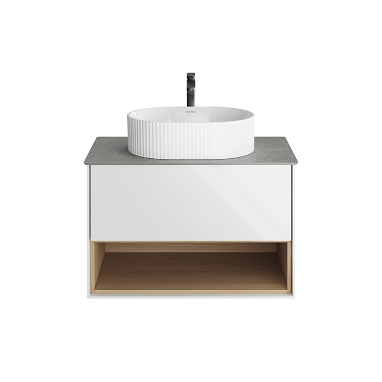 Kerama Marazzi Тумба PLAZA Modern подвесная 80 белый 1 ящик + полка  (Цена по Распродаже)