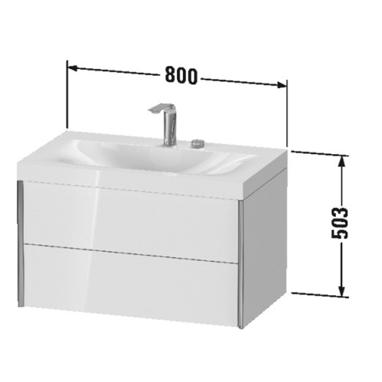 Duravit XViu Тумба подвесная 503x800x480мм, 2 ящика, с раковиной без перелива, с 2 отв под смес, цвет: walnut dark
