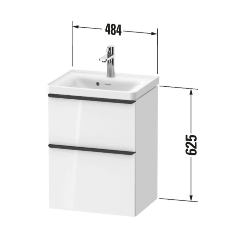 Duravit D-Neo Тумба подвесная под раковину 484 x 372 mm,  с выдвижным ящиком и выдвижным отделением, графит матовый, ручка грфит матовый (Спеццена)