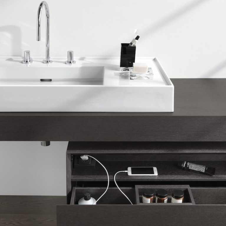LAUFEN BOUTIQUE Тумба под раковину 1200x500x430 мм., 1 ящик, с отверстием для раковины по центру, цвет темный дуб