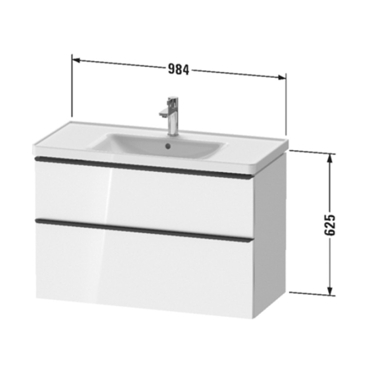 Duravit D-Neo Тумбочка подвесная, 984x452хh625 мм, 2 ящика, цвет: Белый матовый (для раковины 236710)