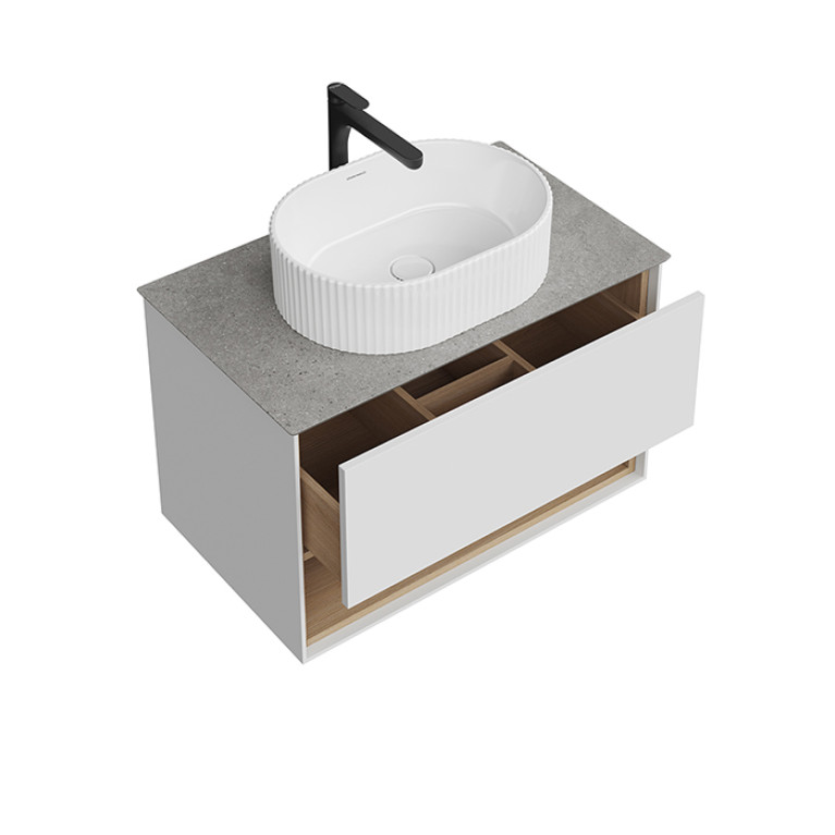 Kerama Marazzi Тумба PLAZA Modern подвесная 80 белый 1 ящик + полка  (Цена по Распродаже)