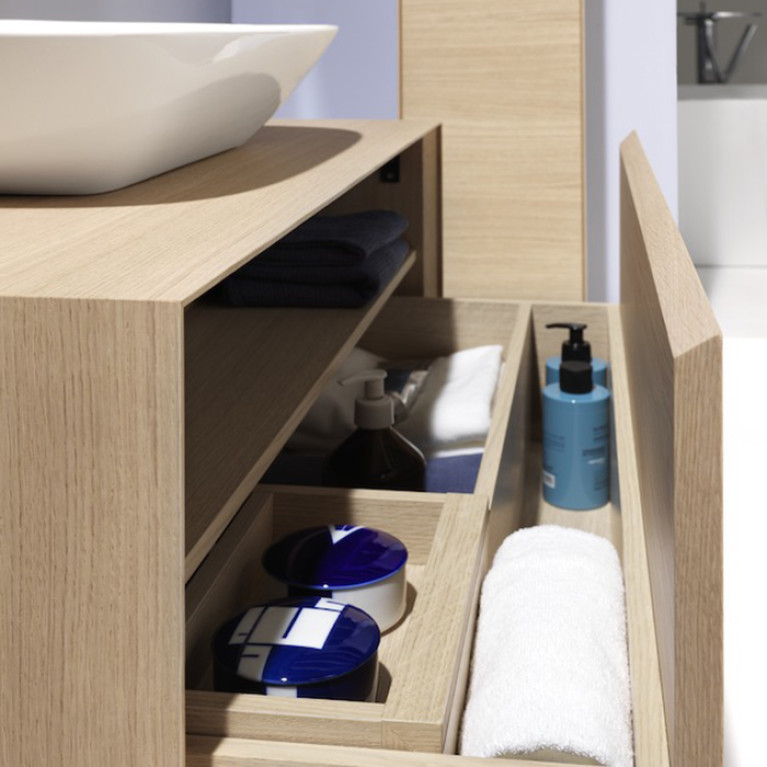 LAUFEN BOUTIQUE Тумба под раковину 900x500x430 мм., 1 ящик, с отверстием для раковины по центру, цвет светлый дуб