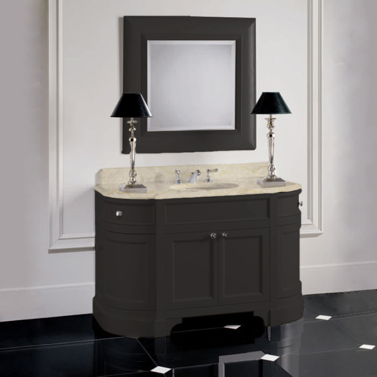 Devon Season База с мрамором BOTTICINO FIORITO c 1отв.(128,5х56хh84,5/94см); ручки-хром, цвет: DARK GREY  (без раковины WHITE56)