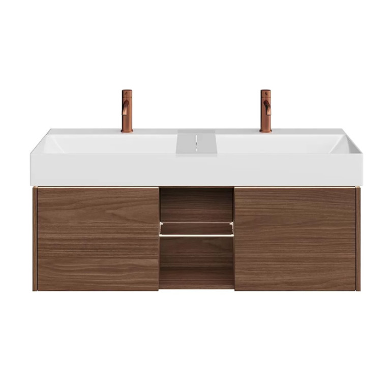 Kerama Marazzi Тумба GRANDE подвесная 120, 2 ящика + открытая зона, структурированный орех