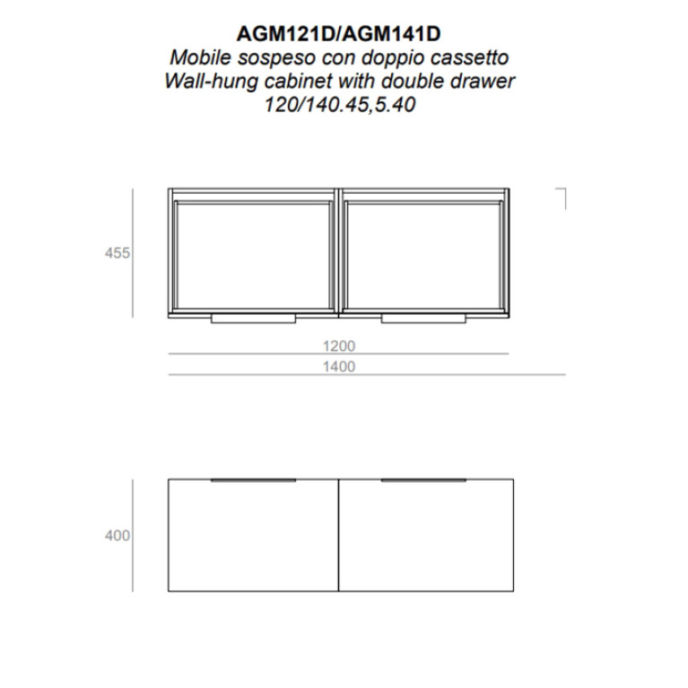 SIMAS AGILE  Тумба подвесная 120x46xh40 см, для раковины AG121D.., 1 ящик, ручка матовый хром, цвет ROCCIA