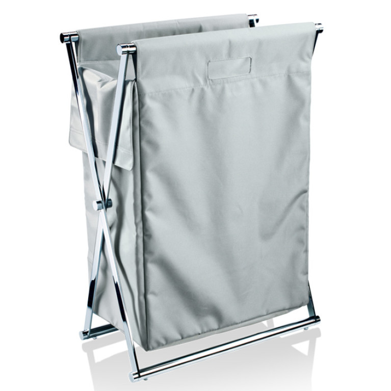 Decor Walther Cross WB Корзина для белья 58.5x32x82см, цвет: хром / тростник серый