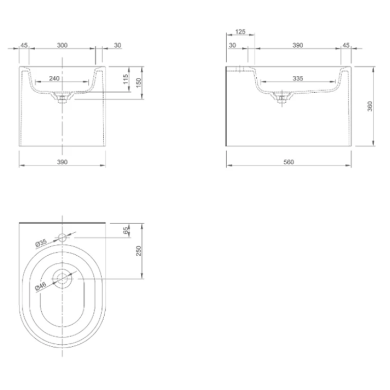 KNIEF Glow Биде подвесное 52x 9 x34 cm, цвет белый матовый