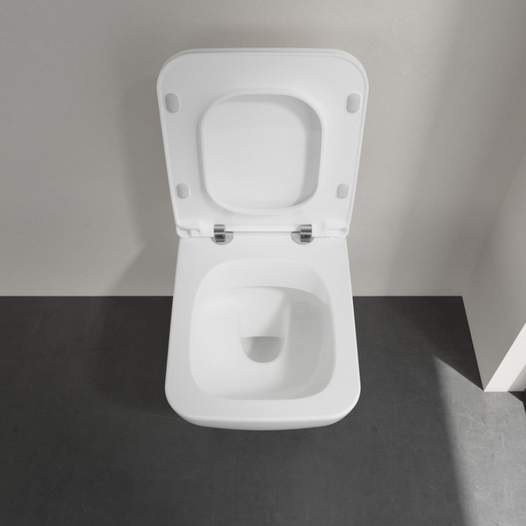 VilleroyBoch Venticello Унитаз подвесной 375*560*330, безободковый, в комплекте сиденье SlimSeat Line c микролифтом, CeramicPlus, цвет альпийский