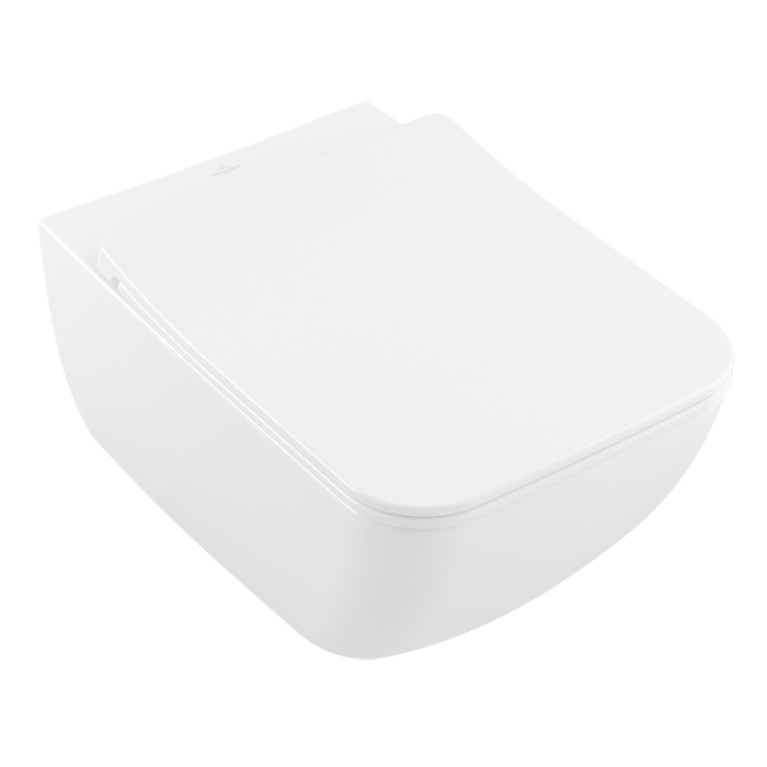 VilleroyBoch Venticello Унитаз подвесной 375*560*330, безободковый, в комплекте сиденье SlimSeat Line c микролифтом, CeramicPlus, цвет альпийский