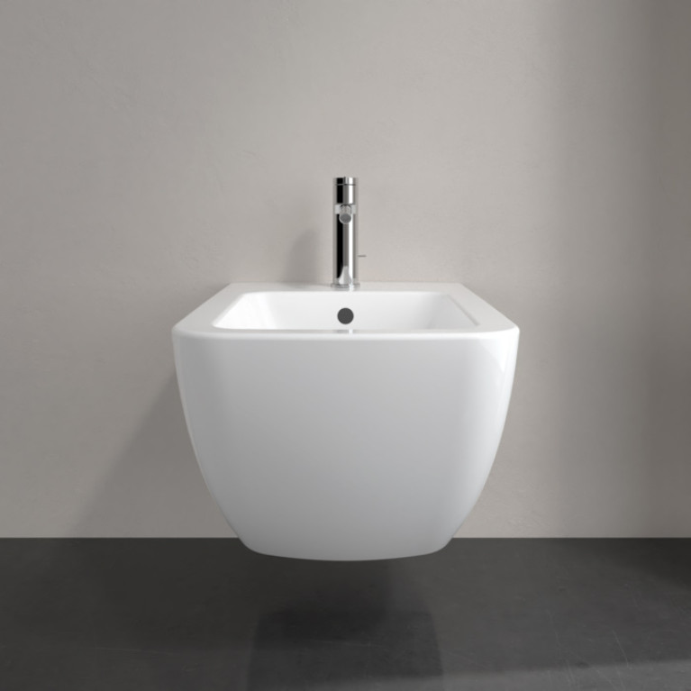VilleroyBoch Venticello Биде подвесное 375*560*285, с 1 отв. под смеситель, CeramicPlus, цвет альпийский белый