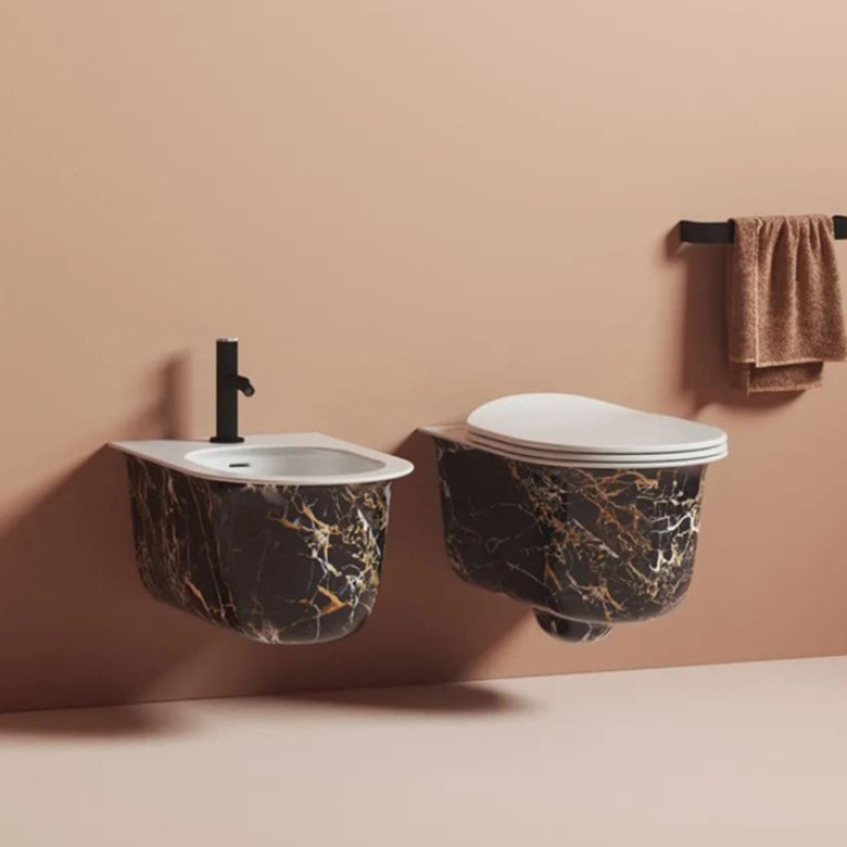 Artceram CHIC Биде подвесное 38х53 см, 1 отверстие, цвет portoro gold