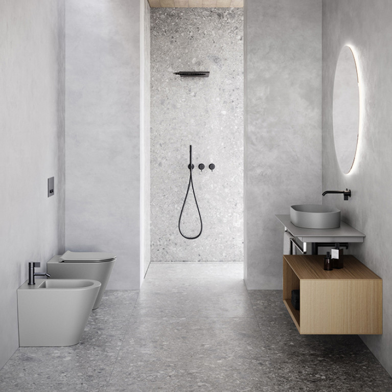 Catalano ZERO Биде напольное 55x35, с 1 отв. под смеситель, покрытие Cataglaze+, без крепежа, цвет Cemento Satinato