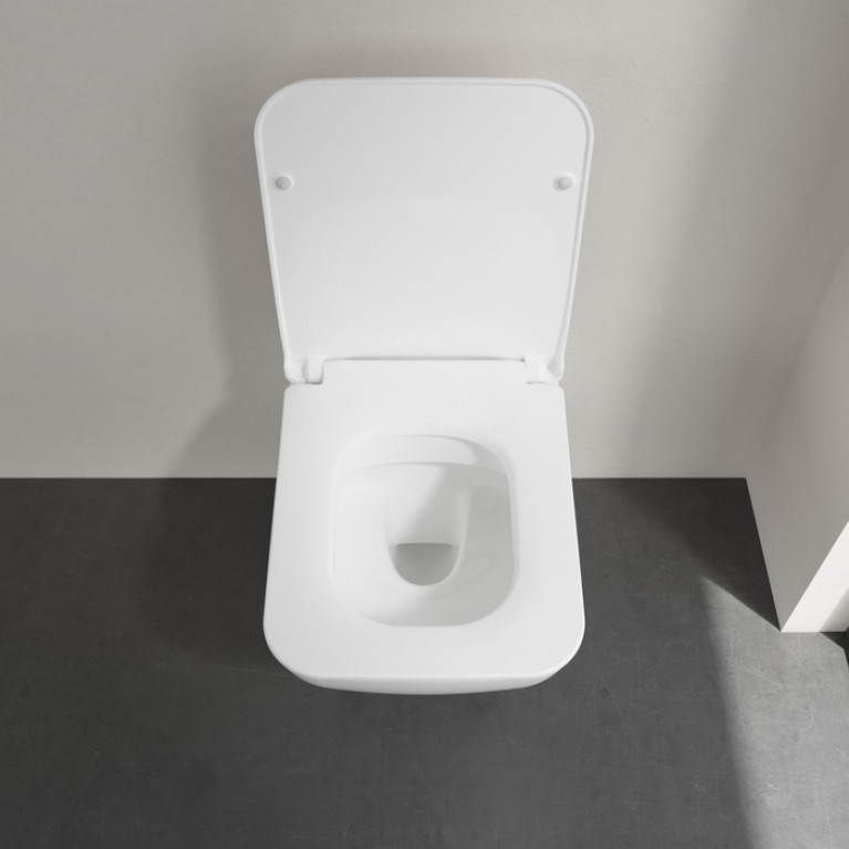 VilleroyBoch Venticello Унитаз подвесной 375*560*330, безободковый, в комплекте сиденье SlimSeat Line c микролифтом, CeramicPlus, цвет альпийский