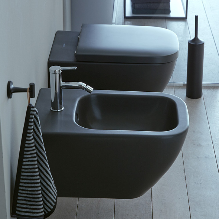 Duravit Happy D.2 Биде подвесное 355x540мм, с переливом 1 отв для смес. , цвет: антрацит матовый (Спец.цена из наличия)